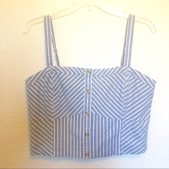 ⛱ NWT Abercrombie & Fitch Striped Crop Top Tank XL - Picture 8 of 11